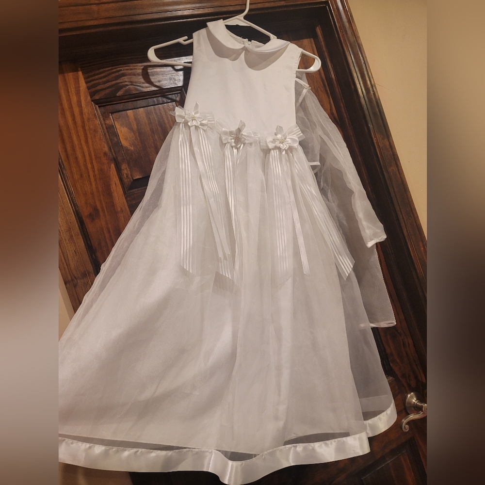 Bonnie Jean Communion Confirmation floral wedding flower girl dress + jacket 7 8 - Picture 5 of 9
